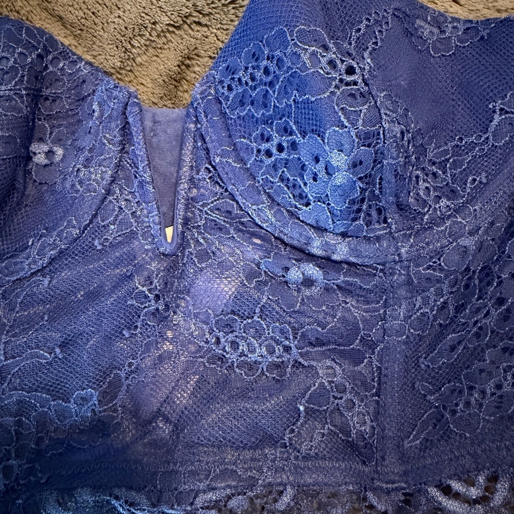 Victoria Secret Dream Angles Elegant Blue Lace Bustier Bra 30A - Picture 3 of 7